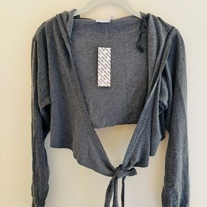 Urban Outfitters Charcoal Cropped Hoodie